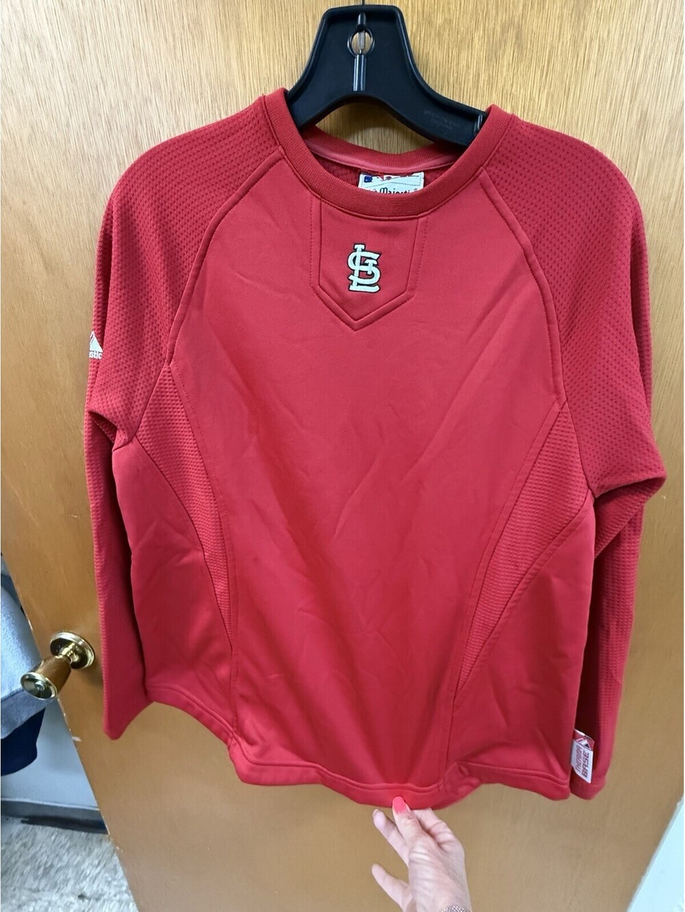 St Louis Cardinals MLB Majestic Therma Base Pullover Boys L Baseball Red Logo